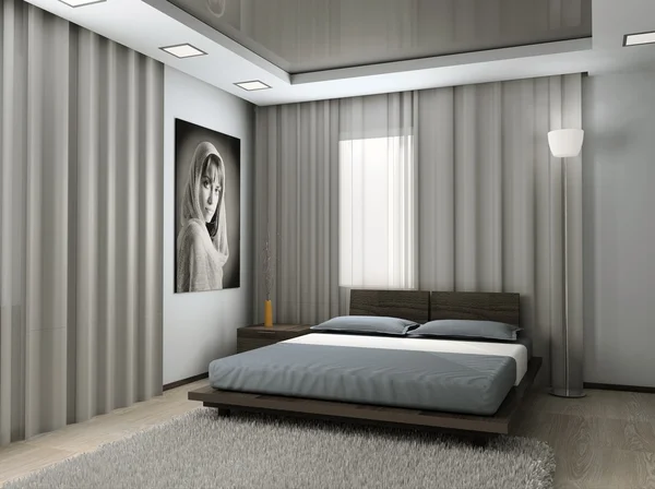 3D renderizar el interior del dormitorio —  Fotos de Stock