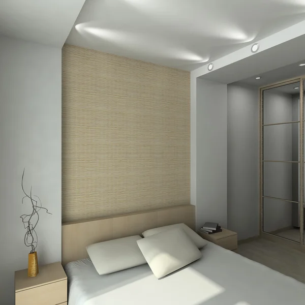 3D renderowania wnętrza sypialni — Zdjęcie stockowe