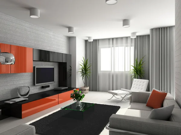 3D Interioir of modern living-room — Stock Photo, Image