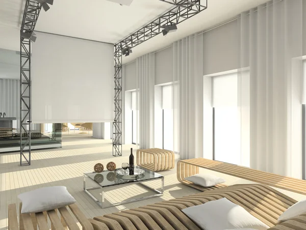 3D Interioir de salón moderno — Foto de Stock
