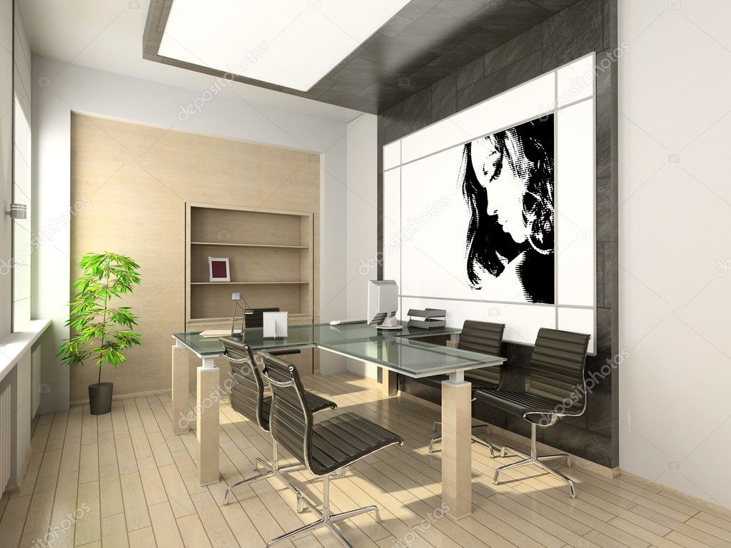 3d design of modern office.