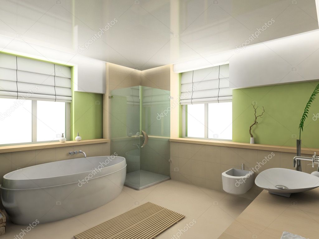 3D render interior of bathroom