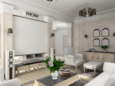 3D render classical interior clipart