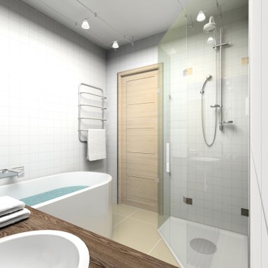 Modern bathroom. 3D render clipart