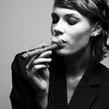 Elegant smoking woman clipart