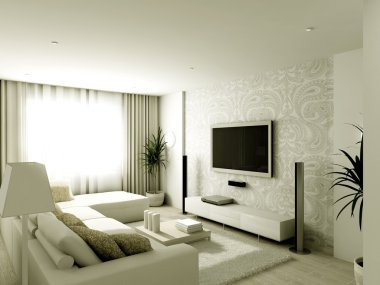 3D Interioir of modern living-room clipart