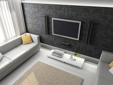 3D Interioir of modern living-room clipart