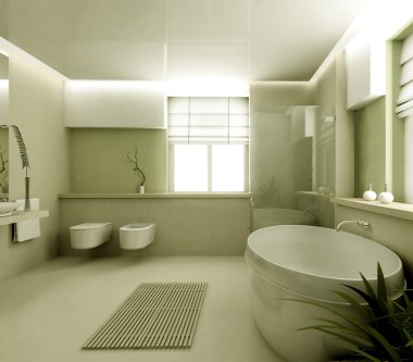 3D render interior of bathroom clipart