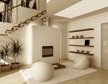 3D Interioir of modern living-room clipart