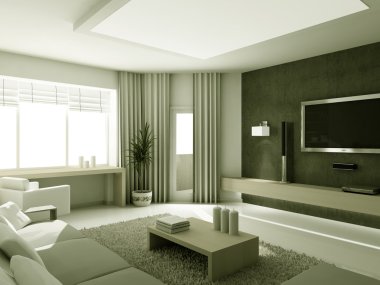 3D Interioir of modern living-room clipart