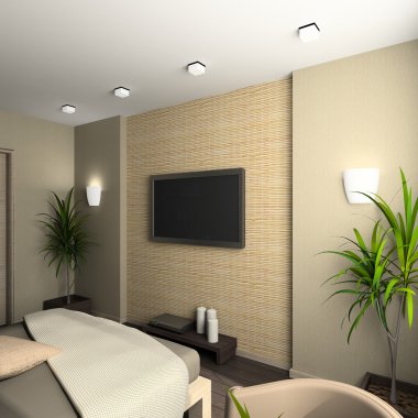 3D render interior of bedroom clipart