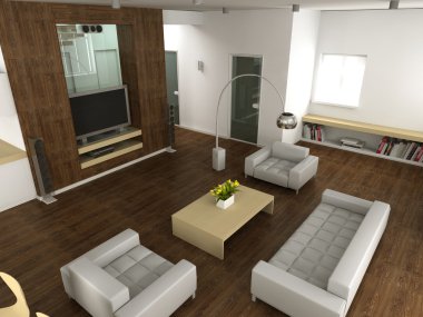 3D Interioir of modern living-room clipart