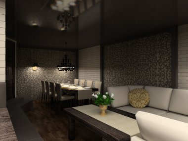 3D render modern interior of cafe clipart