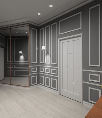 3D render interior of vestibule clipart