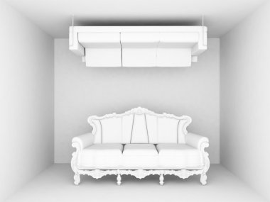 3D render of two couches clipart