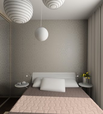 3D render interior of bedroom clipart