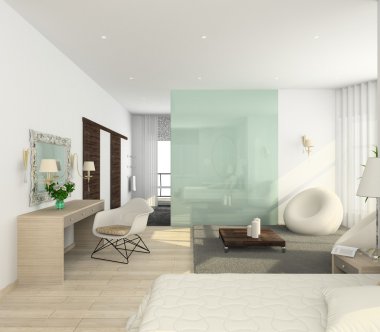 Modern interior. 3D render clipart