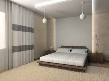 3D render iç yatak odası