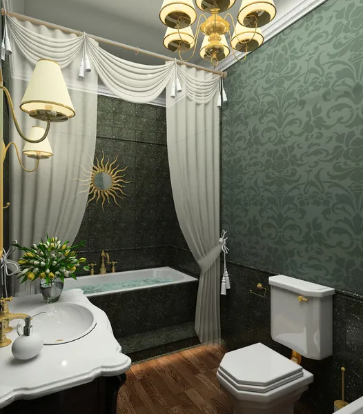 3D rendu intérieur de salle de bain — Photo