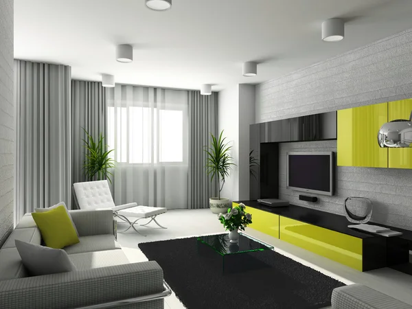 현대 거실의 3d interioir — 스톡 사진