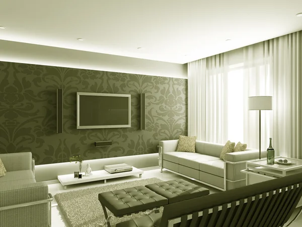 3D renderizar interior de la sala de estar — Foto de Stock