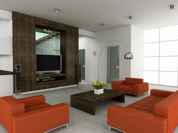Interioir 3D da moderna sala de estar — Fotografia de Stock