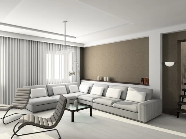 3D render moderne interieur van woonkamer — Stockfoto