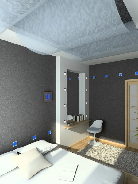 3D render modern belső hálószoba — Stock Fotó