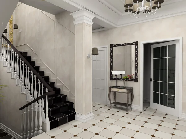 Hall med klassiska trappan — Stockfoto