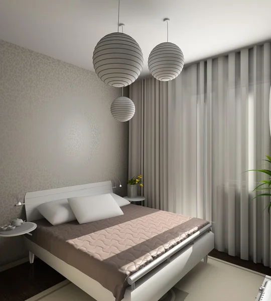 3D renderizar el interior del dormitorio — Foto de Stock