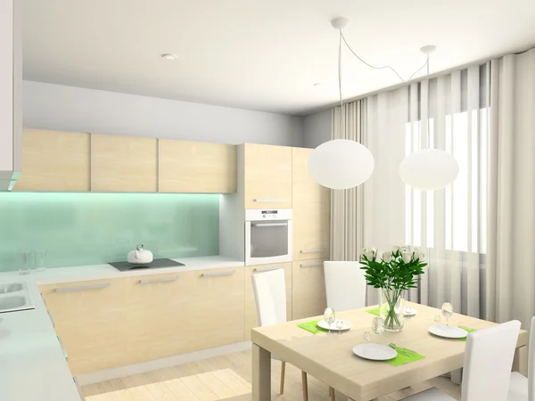 3D renderizar interior moderno da cozinha — Fotografia de Stock