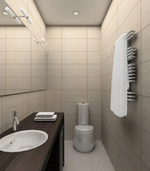 3d 呈现现代室内的厕所 — 图库照片