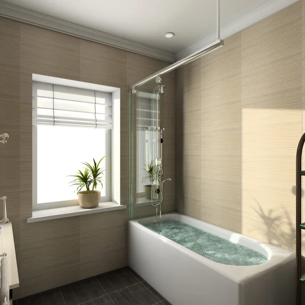 3D renderizar interior moderno de baño —  Fotos de Stock