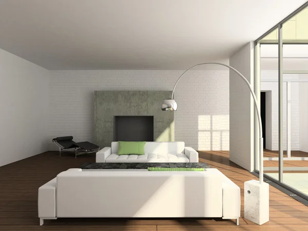 3D render modern belső tér nappali — Stock Fotó
