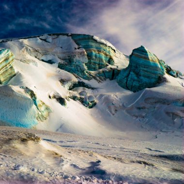 Surreal ice structures in high alps. clipart