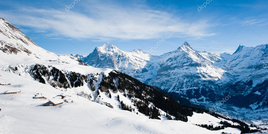 Panorama above Grindelwald in Winter