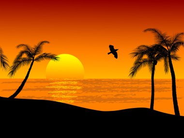 Sunset on the beach clipart