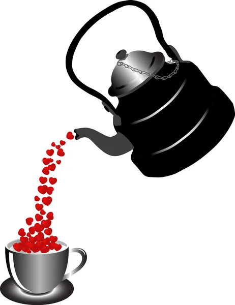 Teapot with hearts — Stock Vector