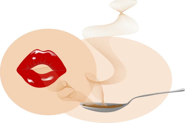 嘴唇和勺子 — 图库矢量图片