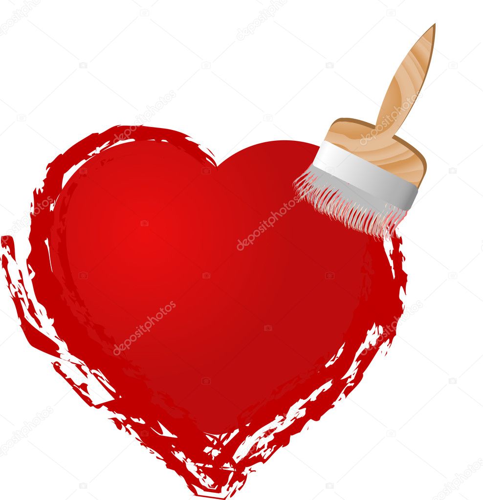 Brush painting heart — Stock Vector © sarininka 2344376