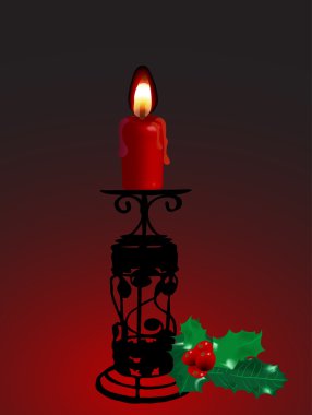 Candlestick with holly clipart