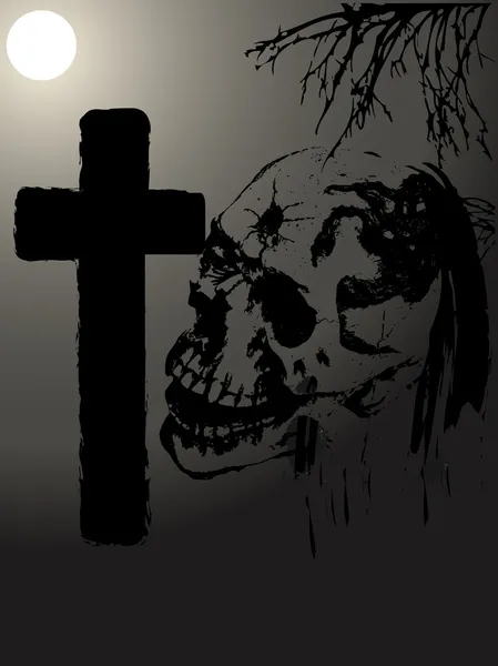 Tombe et crâne — Image vectorielle