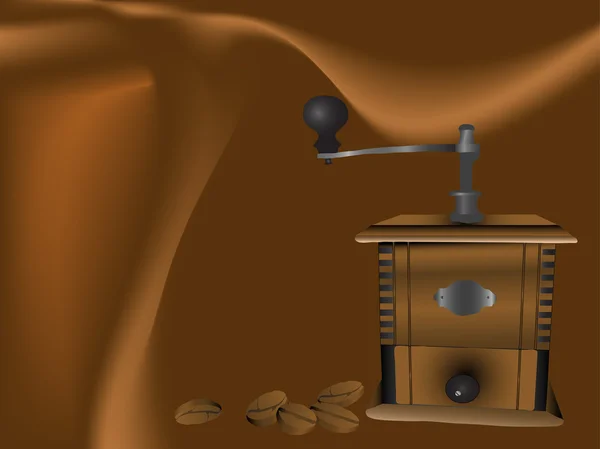 Moulin à café et haricots — Image vectorielle
