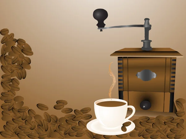 Młyn kawy i filiżanki — Wektor stockowy