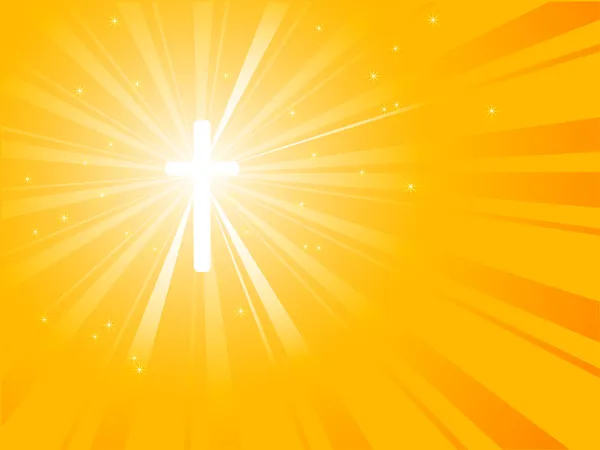Kruzifix in gelbem Sonnenbrand — Stockvektor