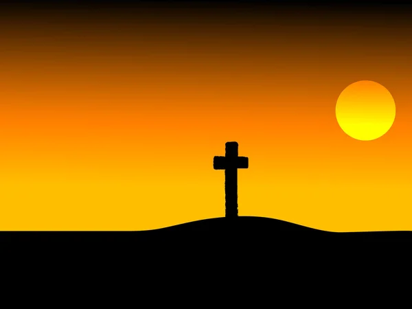 Korset i solnedgången — Stock vektor