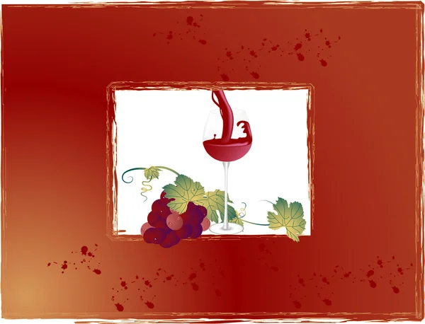 Cadre avec verre à vin — Image vectorielle