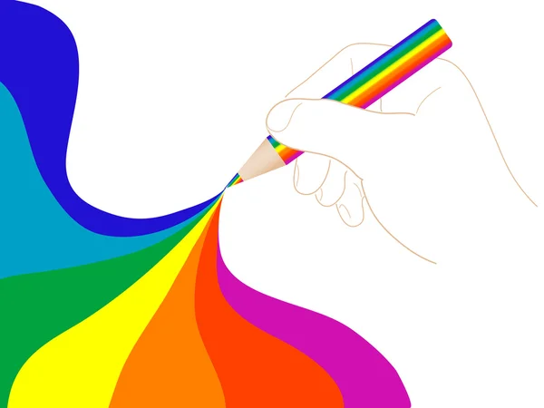 Bleistift mit Regenbogen — Stockvektor
