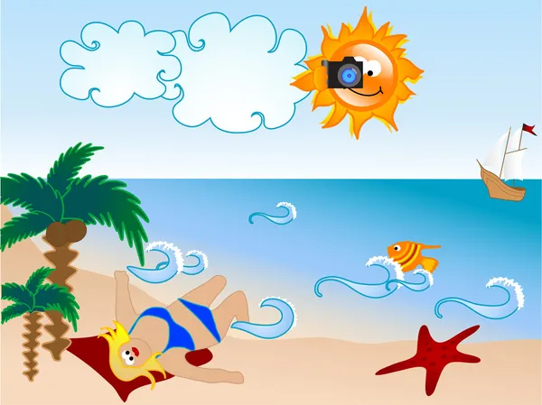 Le soleil et la plage — Image vectorielle