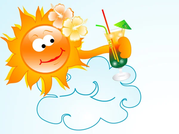 Soleil avec boisson — Image vectorielle